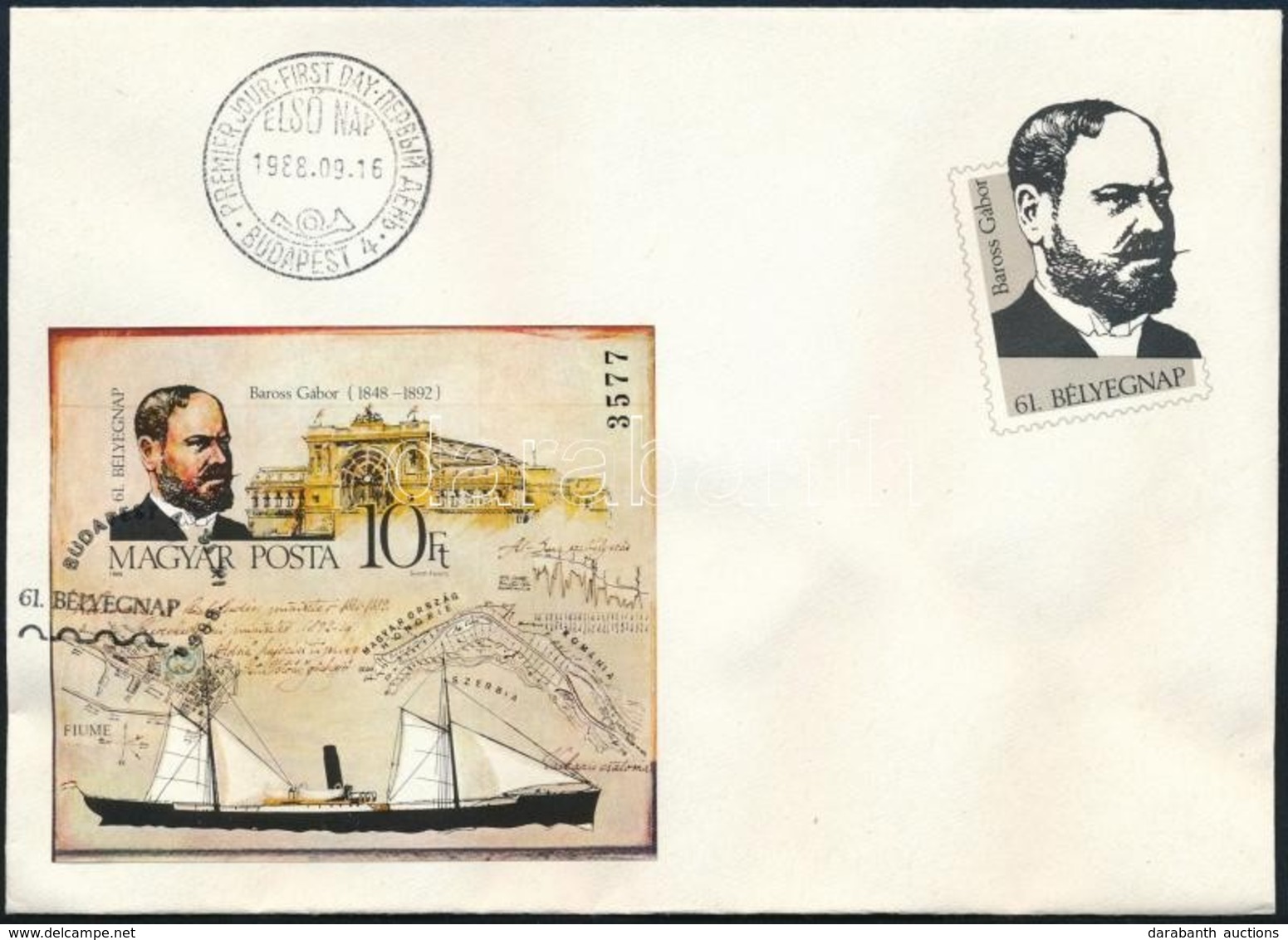 1988 Bélyegnap (61.) Vágott Blokk FDC (7.000) - Other & Unclassified