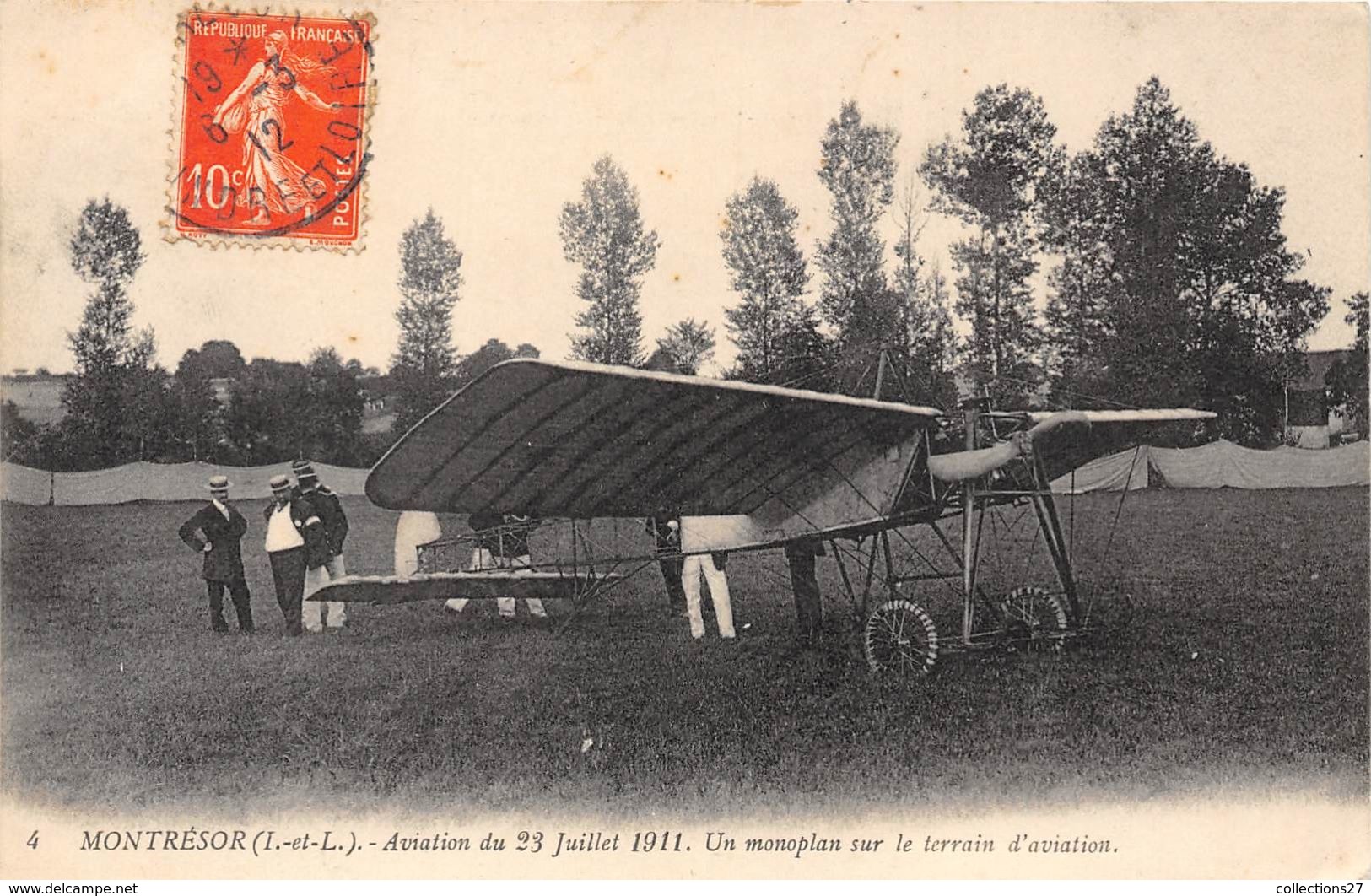 37-MONTRESOR- AVIATION DU 23 JUILLET 1911, UN MONOPLAN SUR LE TERRAN D'AVIATION - Montrésor