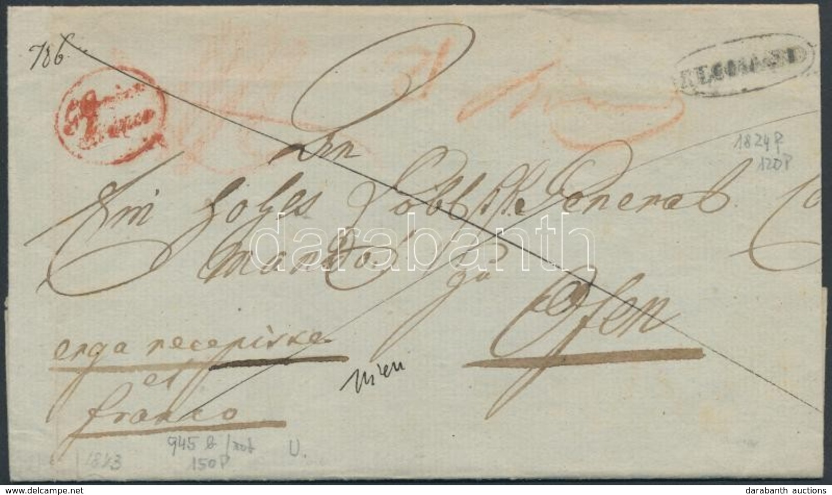 1843 Franco Ajánlott Levél / Franco Registered Cover, Piros / Red 'G.Canisa / Franco' + 'RECOMEND' - Other & Unclassified