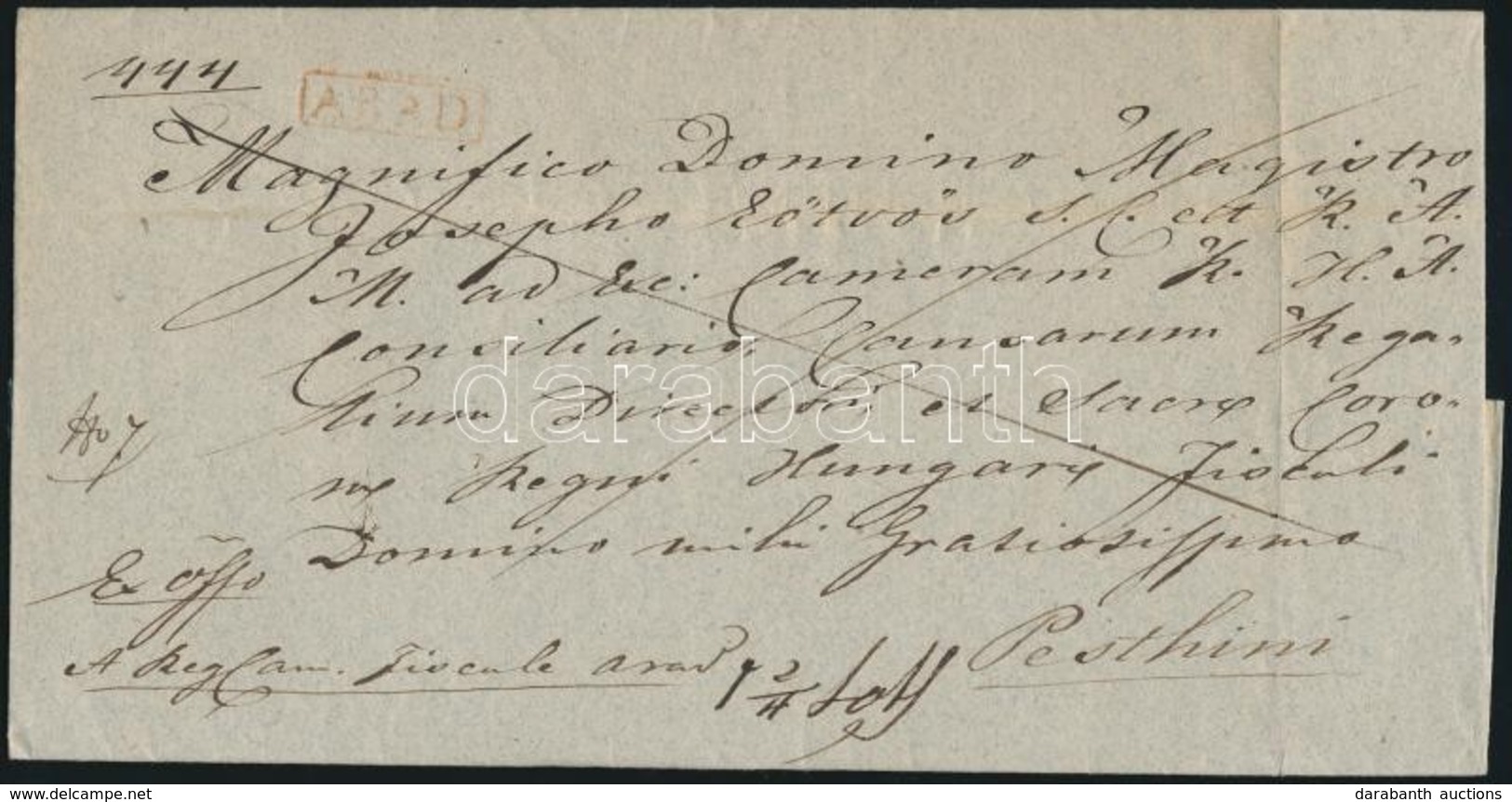 1843 Ex Offo, Piros / Red 'ARAD' - Pesthini - Other & Unclassified