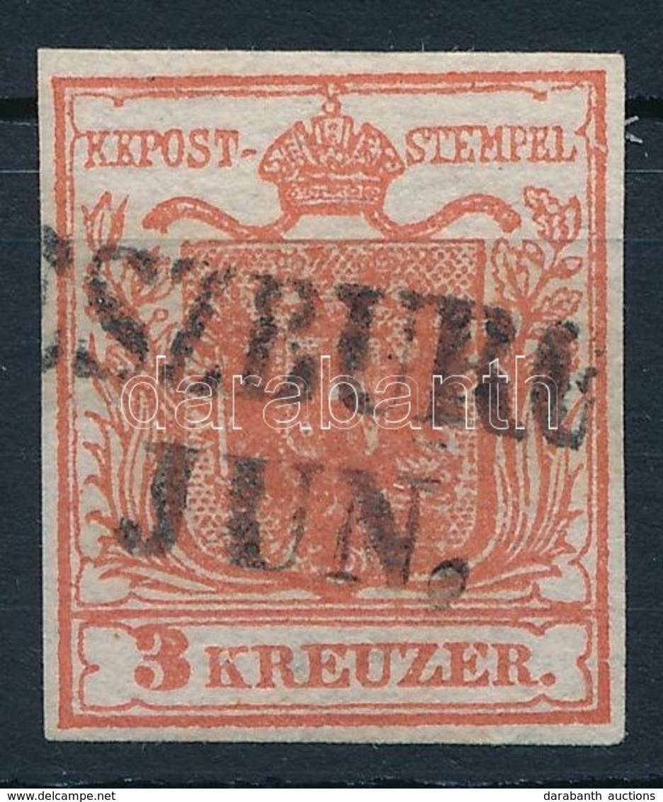 O 1850 3kr HP I A-3 Téglavörös ,,(PRE)SZBURG' Certificate: Steiner - Other & Unclassified