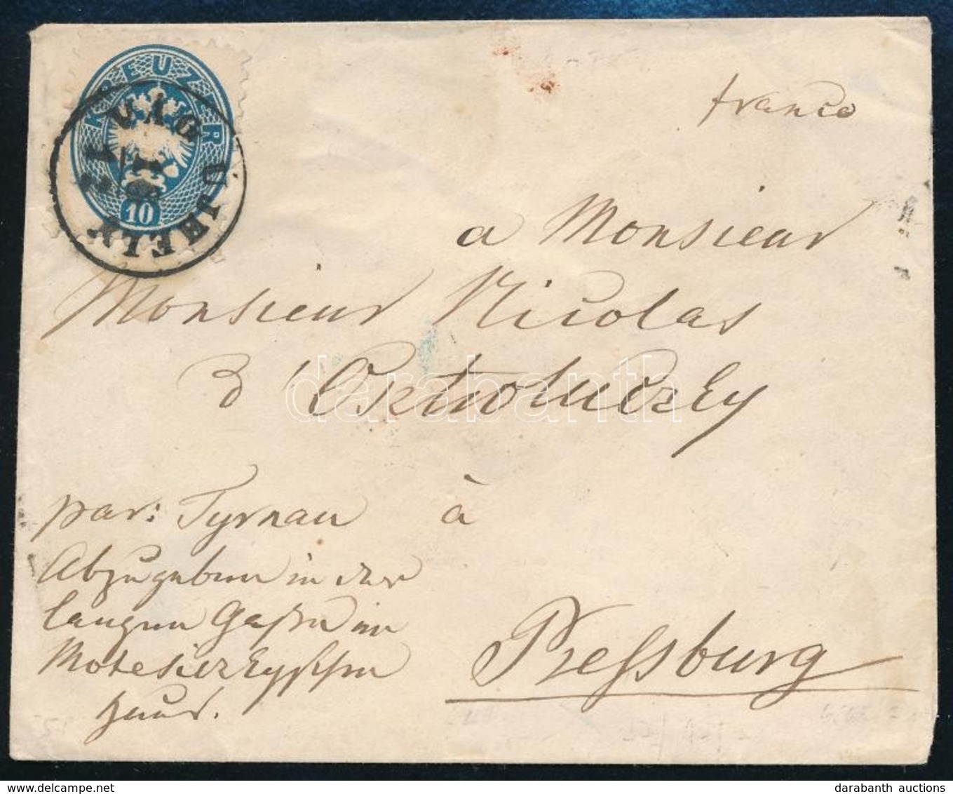 ~1865 10kr Levélen 'VÁG ÚJHELY' - Other & Unclassified