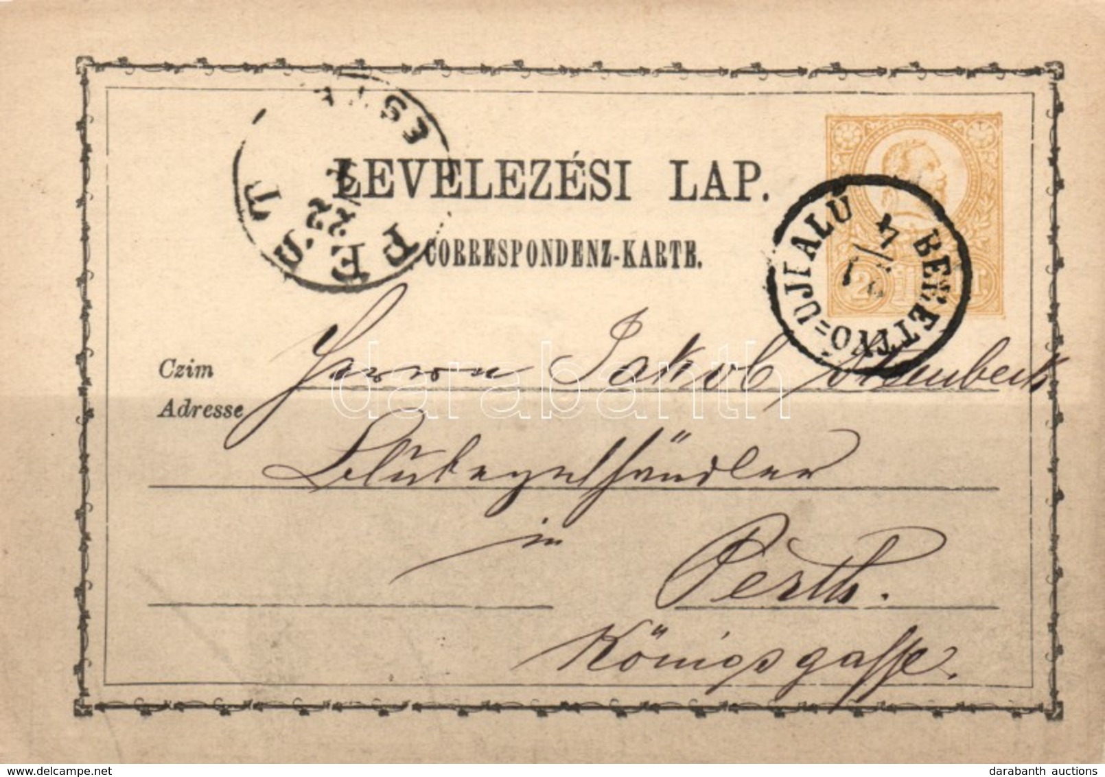 1871 2kr Díjjegyes Levelez?lap 'BERETTYÓ=UJFALU' - 'PEST/ESTE' - Other & Unclassified