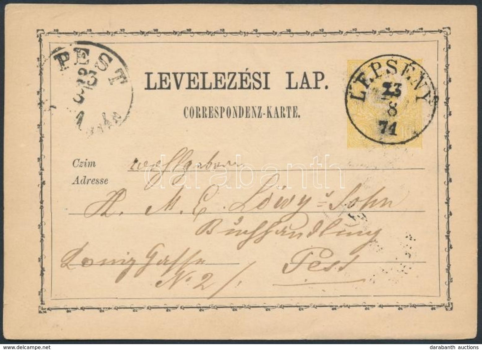 1871 Díjjegyes Levelez?lap / PS-card 'LEPSÉNY' - 'PEST' - Other & Unclassified