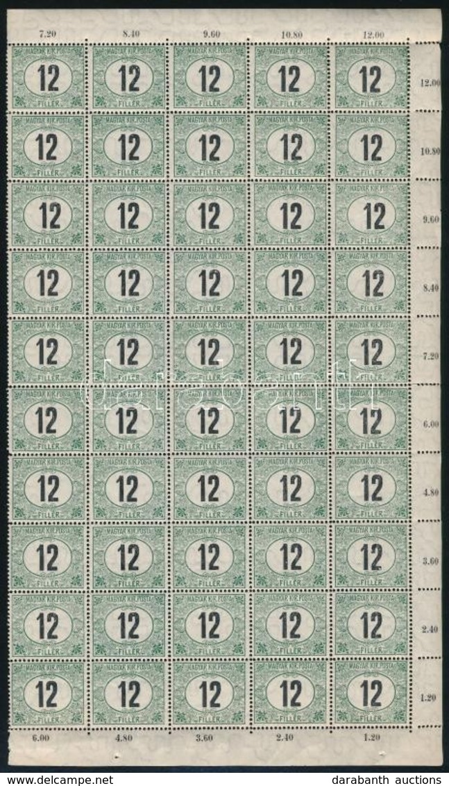 ** 1914 Portó 12f 50 Db-os Fél ív (7.500) - Other & Unclassified