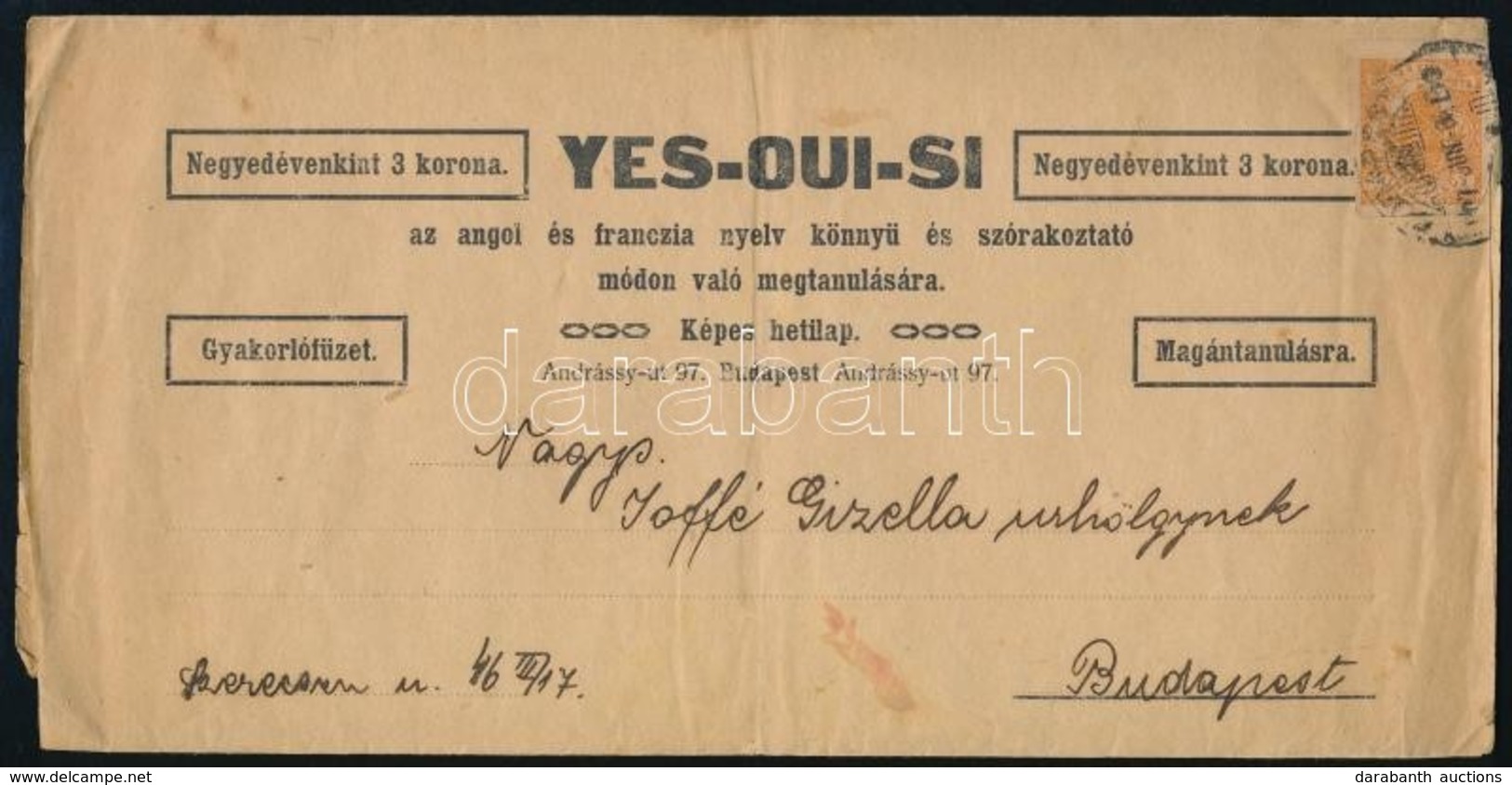 1907 Yes-Oui-Si Képes Hetilap Címszalag Hírlapbélyeggel - Other & Unclassified