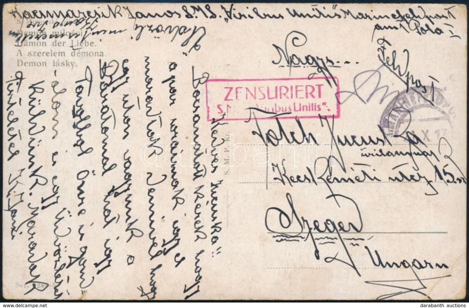 1917 Tábori Hajóposta Képeslap 'S.M.S. Viribus Unitis' - Other & Unclassified