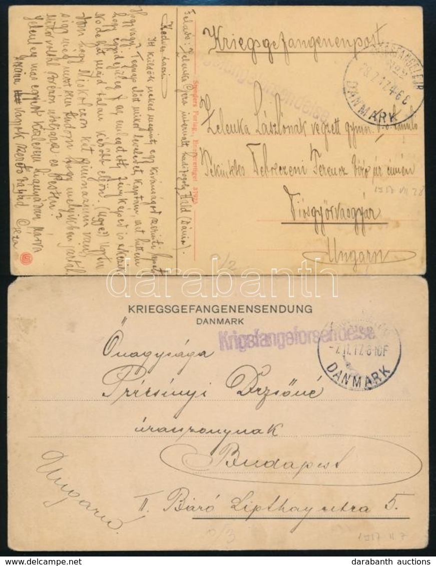 1917 2 Db  Levelez?lap Dániai Hadifogolytáborból - Other & Unclassified