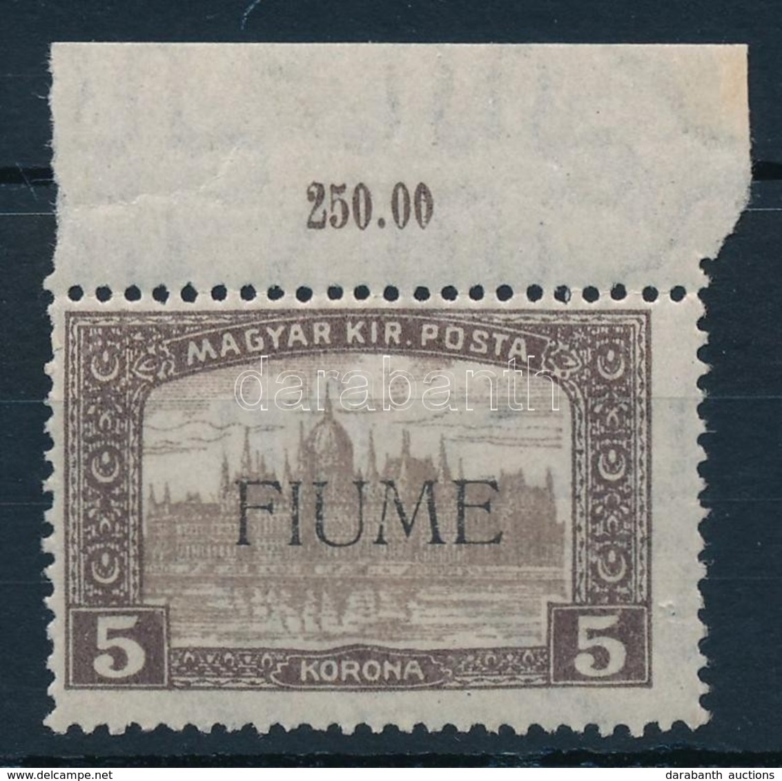 ** Fiume 1918 Parlament 5K Gépi II., Bodor Vizsgálójellel (14.500) - Other & Unclassified