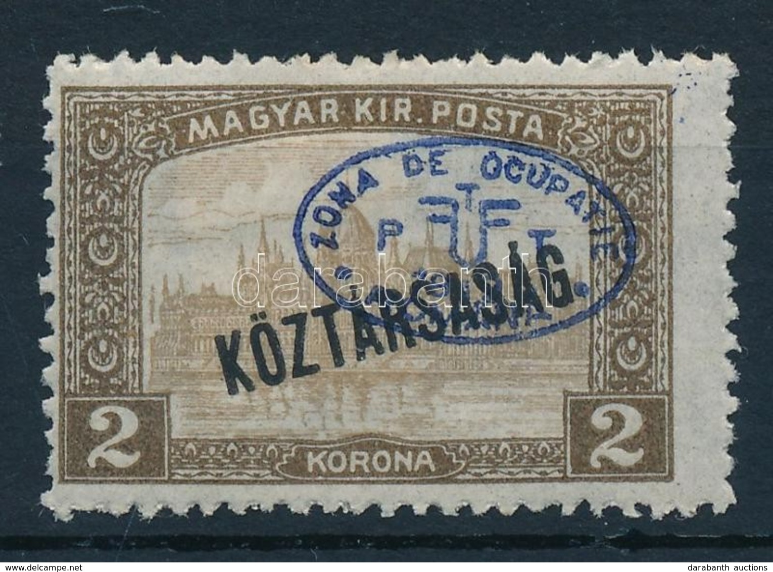 * Debrecen I. 1919 Parlament/Köztársaság 2K Kék Felülnyomással, Garancia Nélkül (**50.000) - Altri & Non Classificati