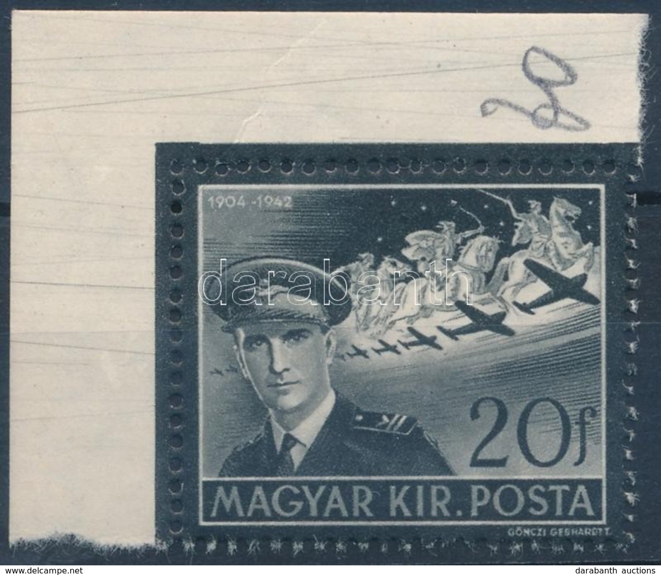 ** 1942 Kormányzóhelyettesi Gyászbélyeg ívsarki Példány 7 Csillaggal - Other & Unclassified