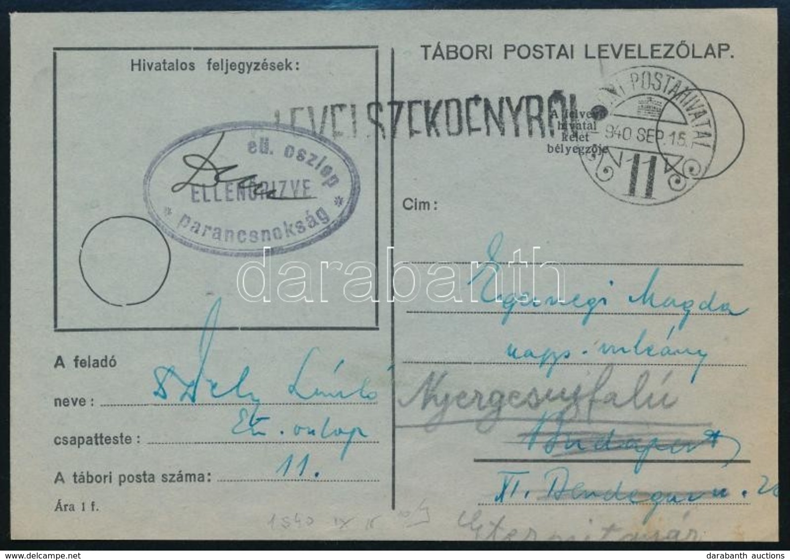 1940-1942 3 Db Tábori Posta Levelez?lap - Other & Unclassified