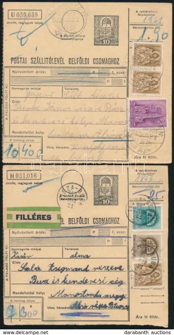 1942 2 Db Csomagszállító Alsórépásra 'TISZA-BURA' + MEZ?GYÁN' - Other & Unclassified