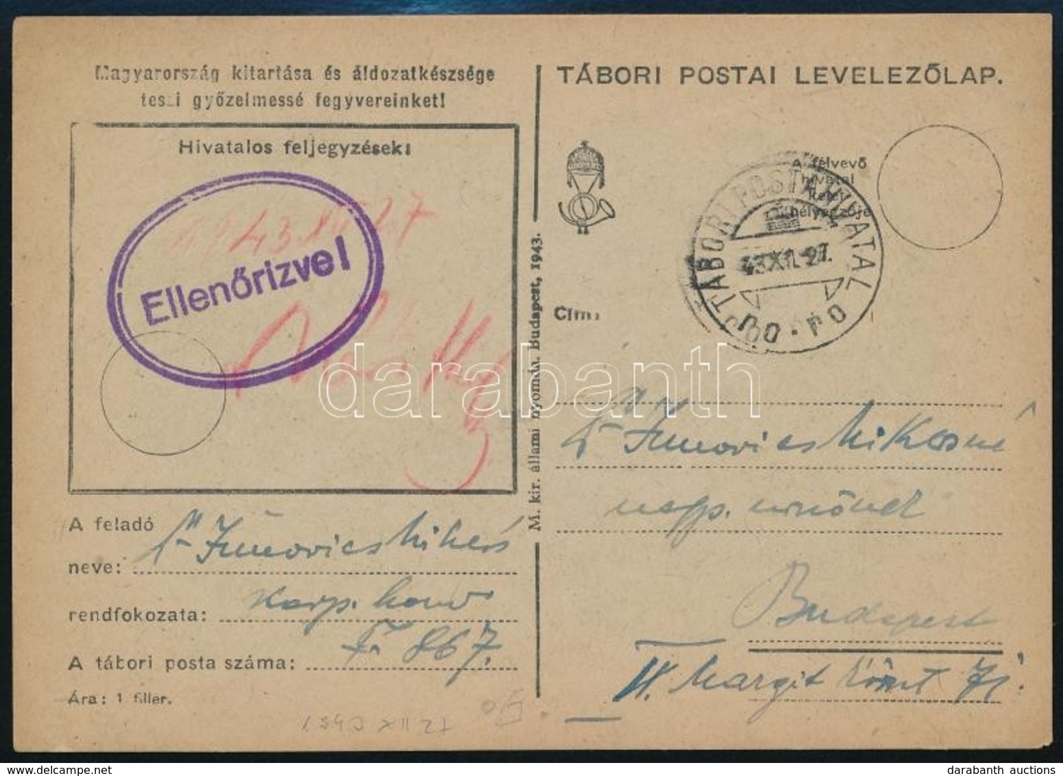 1943-1944 3 Db Tábori Posta Levelez?lap - Other & Unclassified