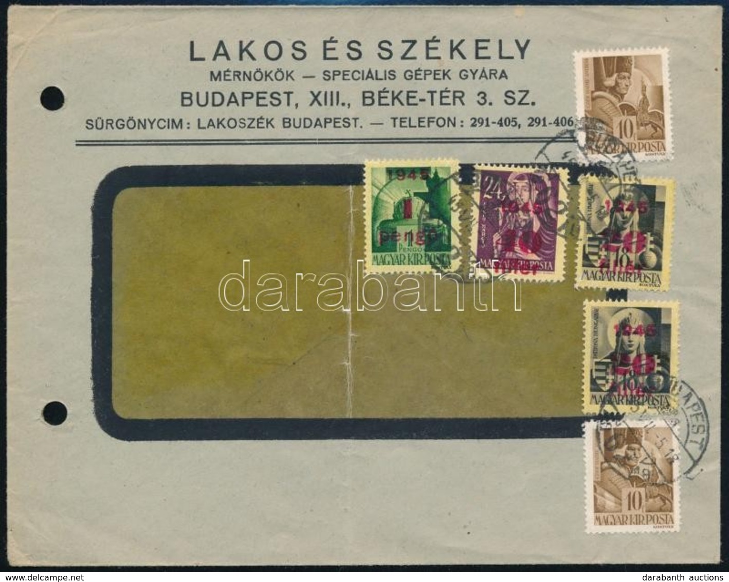 1945 (2. Díjszabás) Helyi Levél Hadvezérek 2 X 10f + Kisegít? 2 X 20f/18 + 40f/24f + 1P/1P Bérmentesítéssel - Other & Unclassified