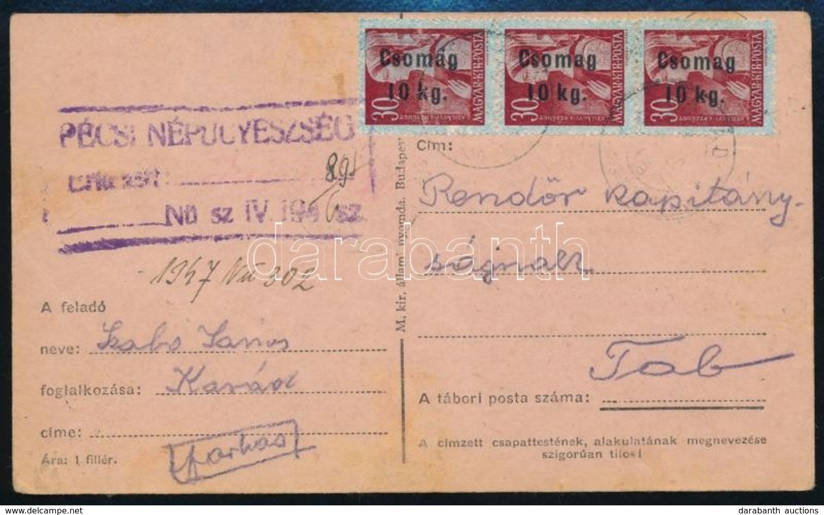 1946 Inflációs Levelez?lap Feljelentés Tartalommal - Other & Unclassified