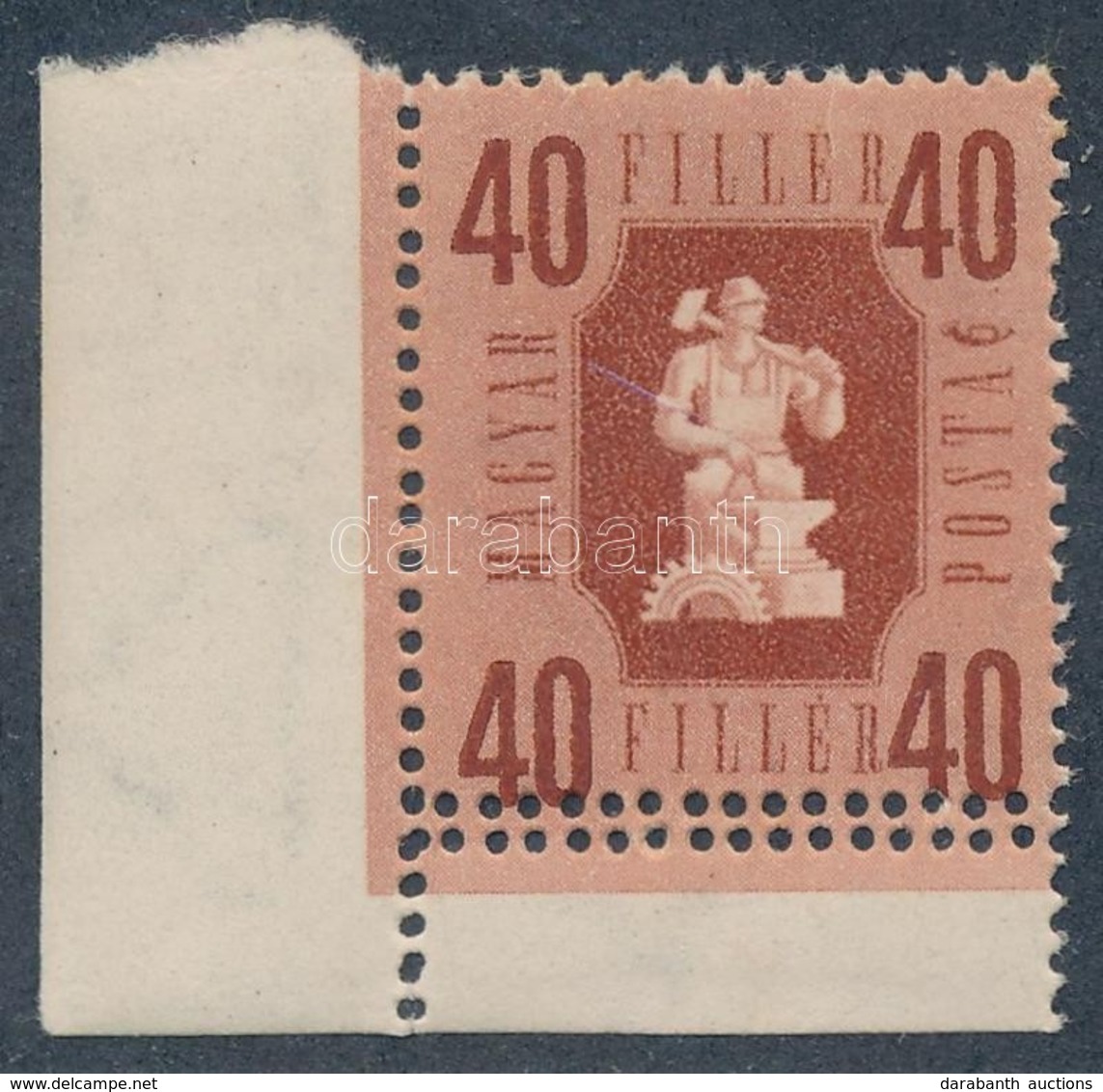 ** 1946 Forint-fillér 40f ívsarki Bélyeg Kett?s Fogazással - Other & Unclassified