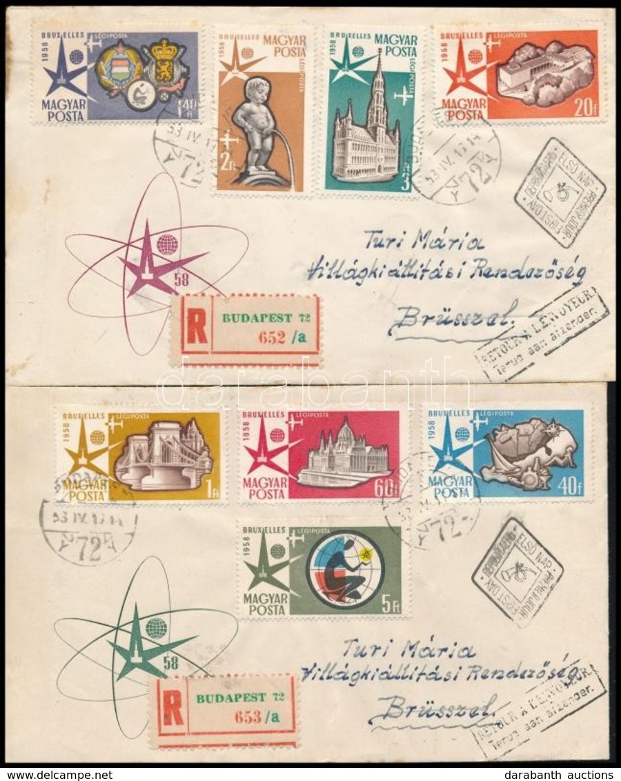 1958 Brüsszeli Sor 2 Db Ajánlott FDC-n Brüsszelbe, Visszaküldve - Other & Unclassified