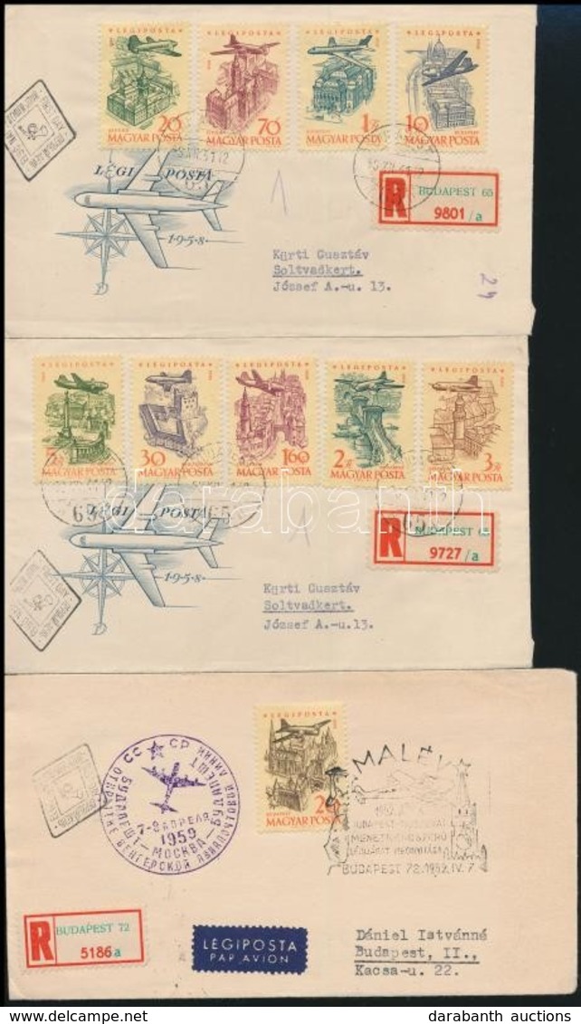 1958 Repül? Sor 3 Db Ajánlott FDC-n - Other & Unclassified