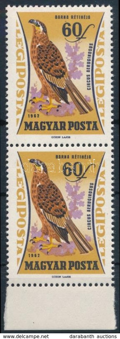 ** 1962 Ragadozó Madarak 60f ,,a Hátsó Karom Alatt Fekete Folt' ívszéli Párban - Other & Unclassified