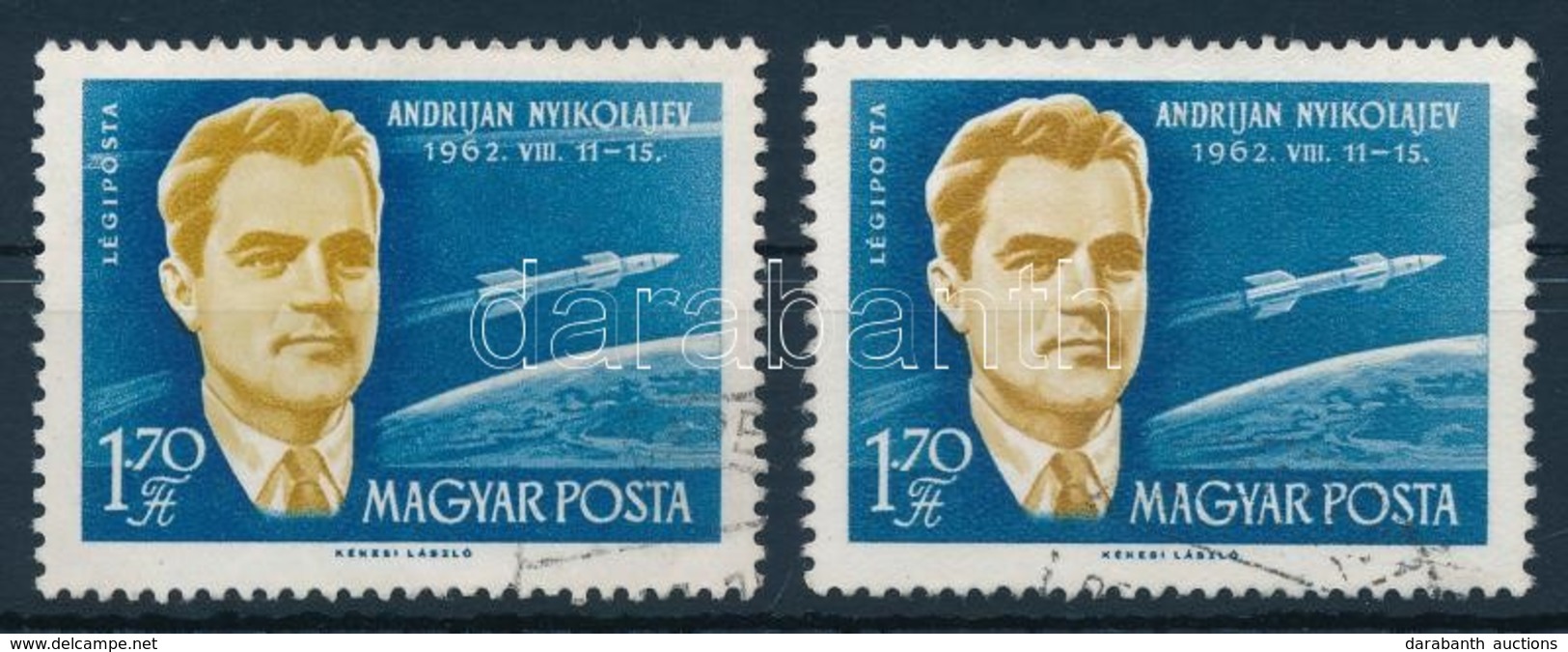 O 1962 Világ?r Meghódítói 1,70 Ft Fehér Csík A Bélyeg Fels? Részén + Támpéldány - Other & Unclassified