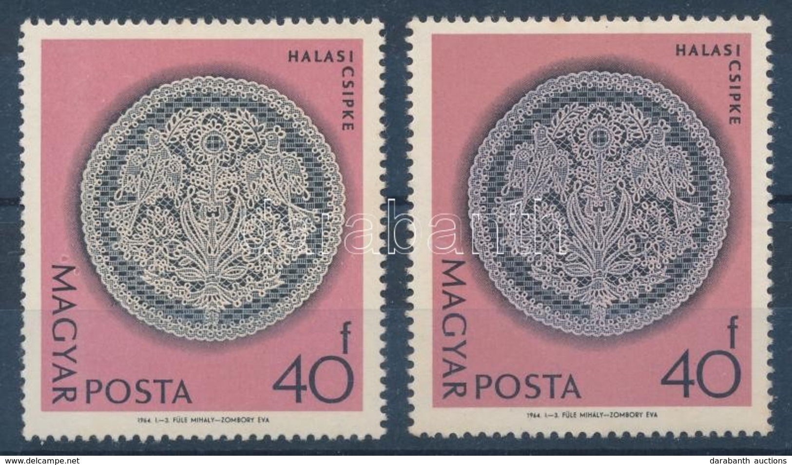 ** 1964 Halasi Csipke II. A Középrész Lila Színnyomata Nélkül (rozsdafoltok) - Other & Unclassified