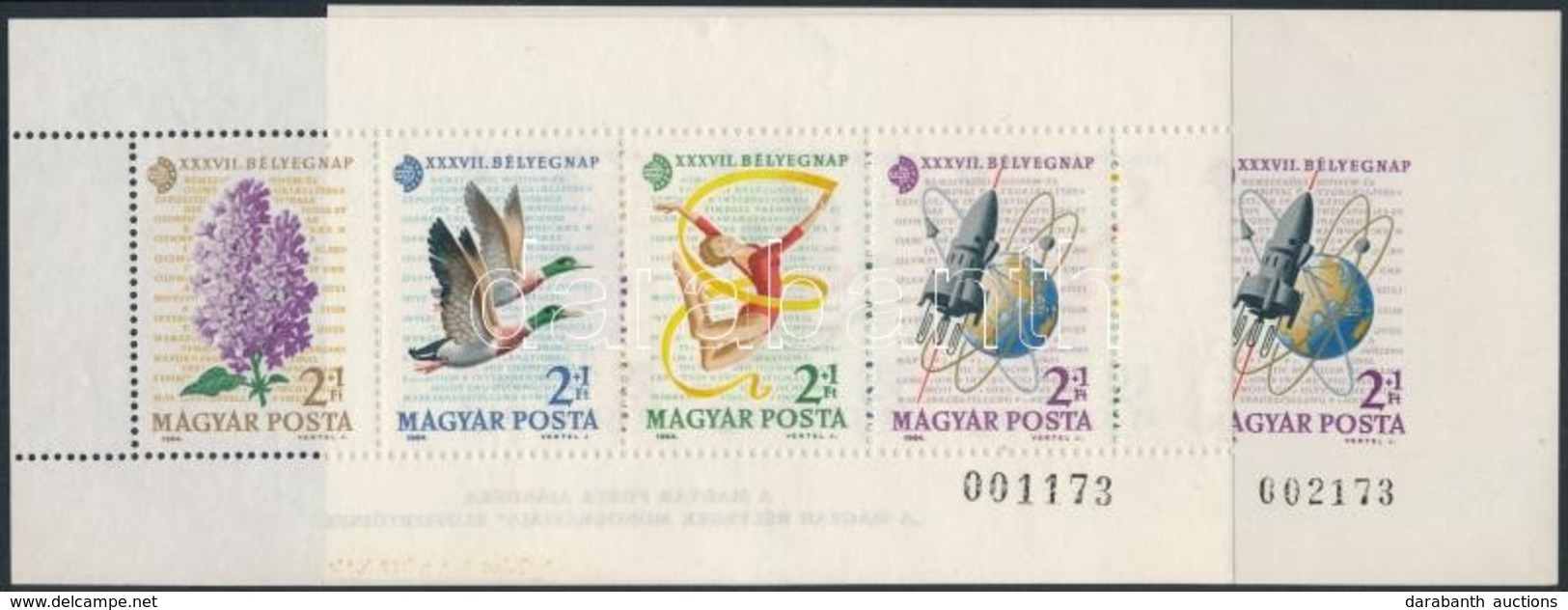 ** 1964 Monográfia Kisívpár A Sorszám Utolsó 3 Számjegye Azonos, A Vágott ív 3,5 Mm, A Fogazott 4 Mm Magas Sorszámmal (2 - Other & Unclassified