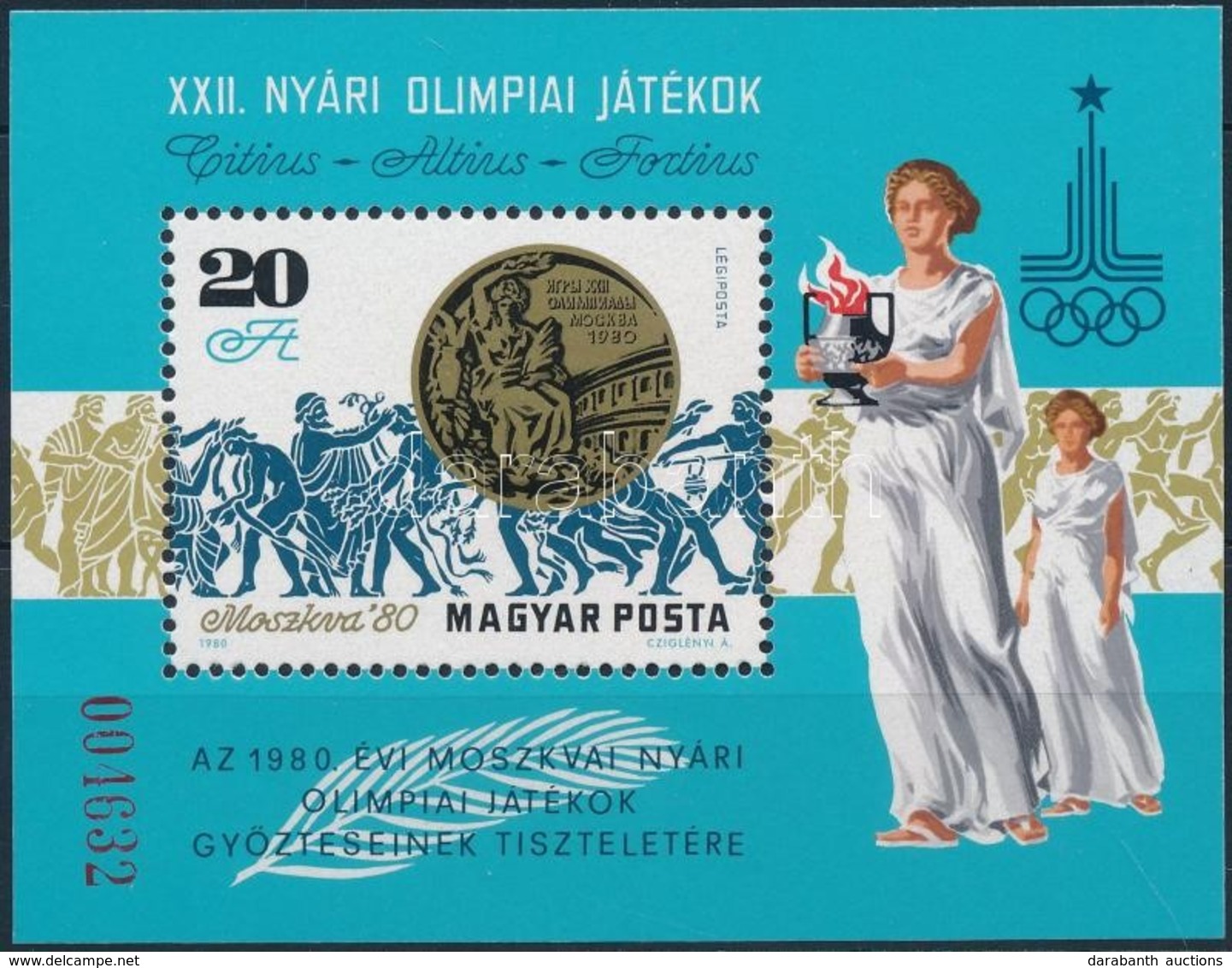 ** 1980 Olimpiai érmesek (IV.) AJÁNDÉK Blokk (18.000) - Other & Unclassified