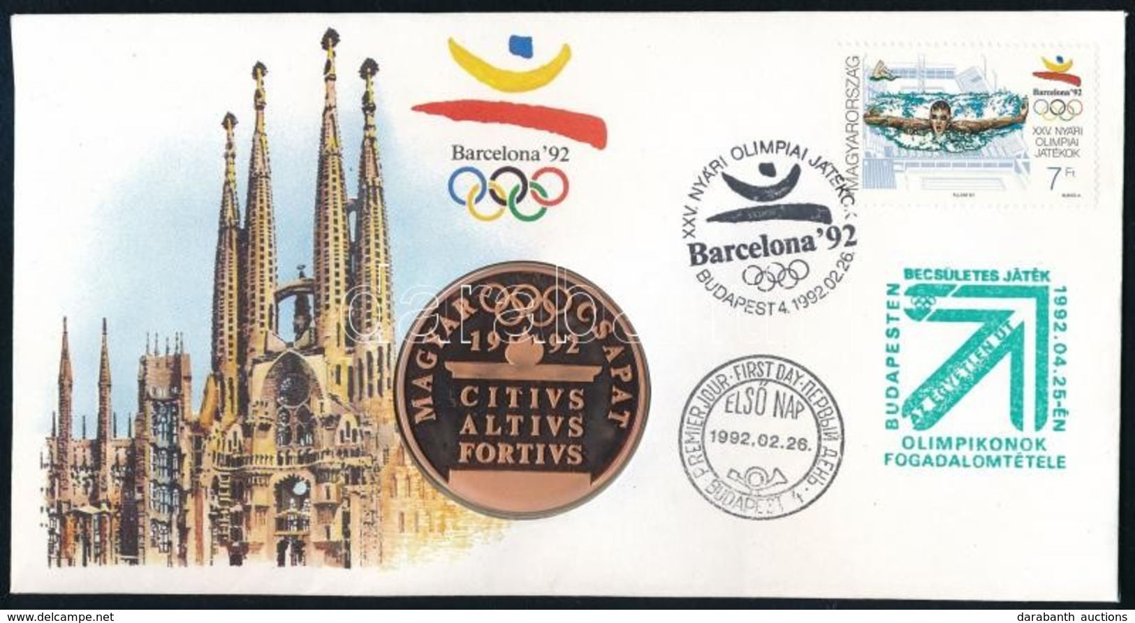 1992 Barcelona Emlékérem FDC érmés Borítékban - Other & Unclassified