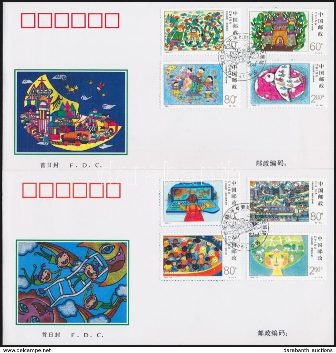 2000 Gyermekrajzok Sor 2 Db FDC-n Mi 3148-3155 - Other & Unclassified