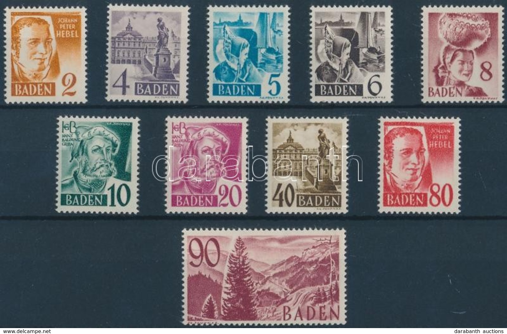 ** Baden 1948 Híres Emberek és Tájkép Sor Mi 28-37 - Other & Unclassified