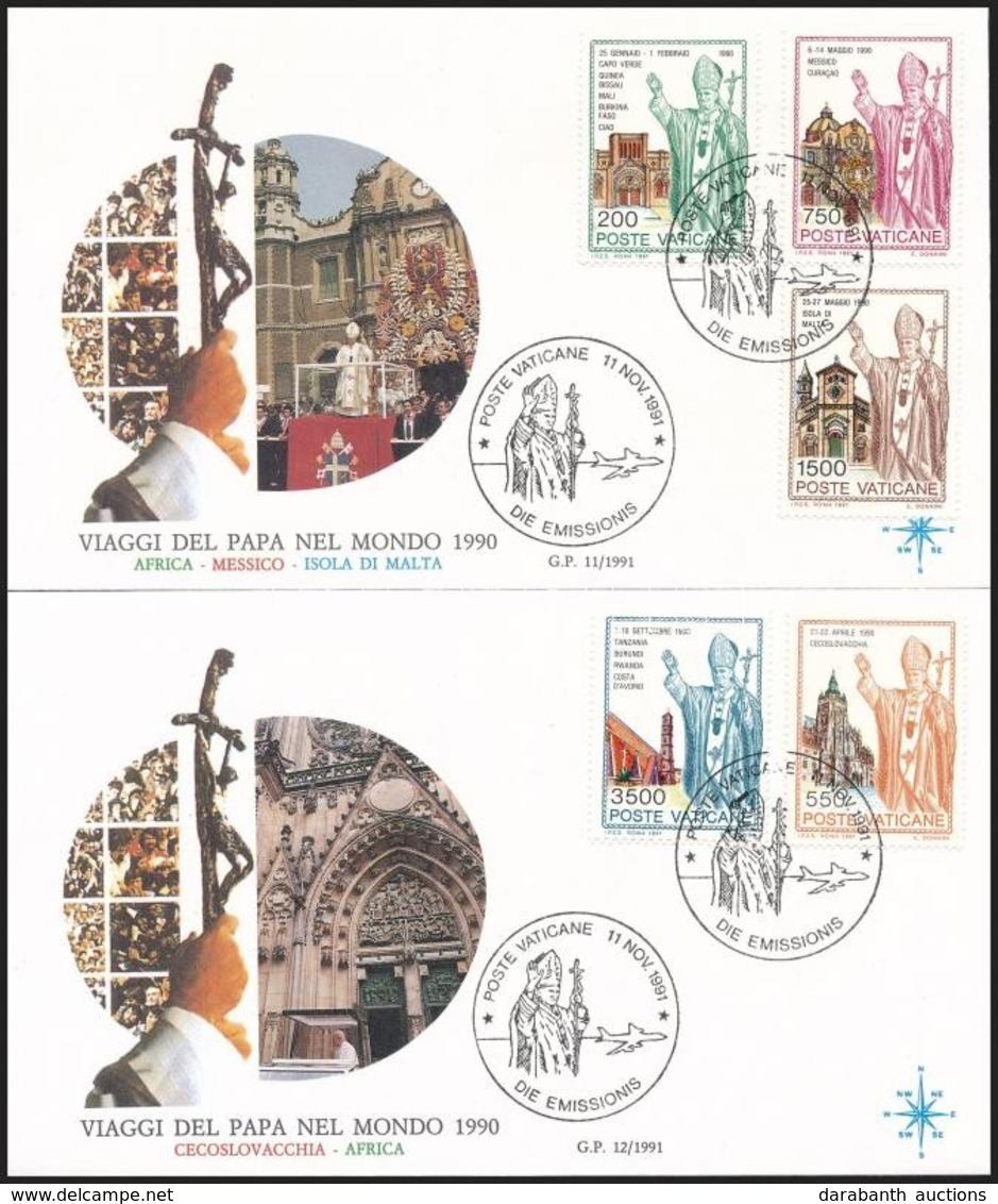 1991 II. János Pál Pápa Látogatása Sor Mi 1046-1050 2 Db FDC-n - Other & Unclassified