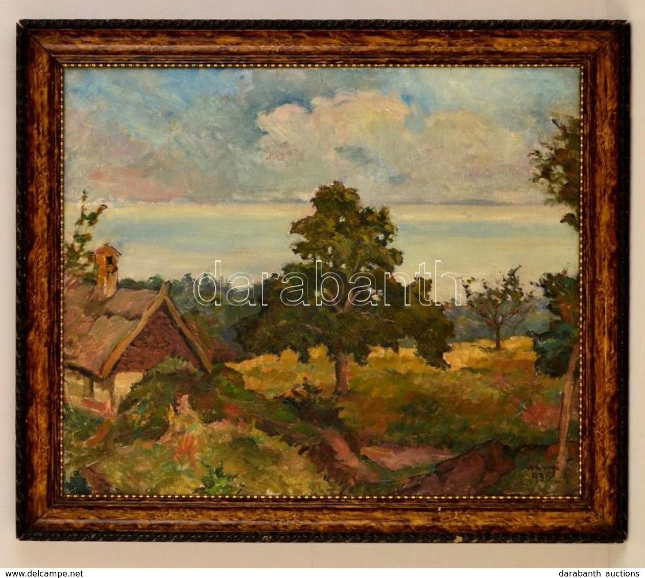 Csányi Lajos (1887-?): Balatonpart. Olaj, Vászon, Jelzett, Keretben, 50×60 Cm - Other & Unclassified