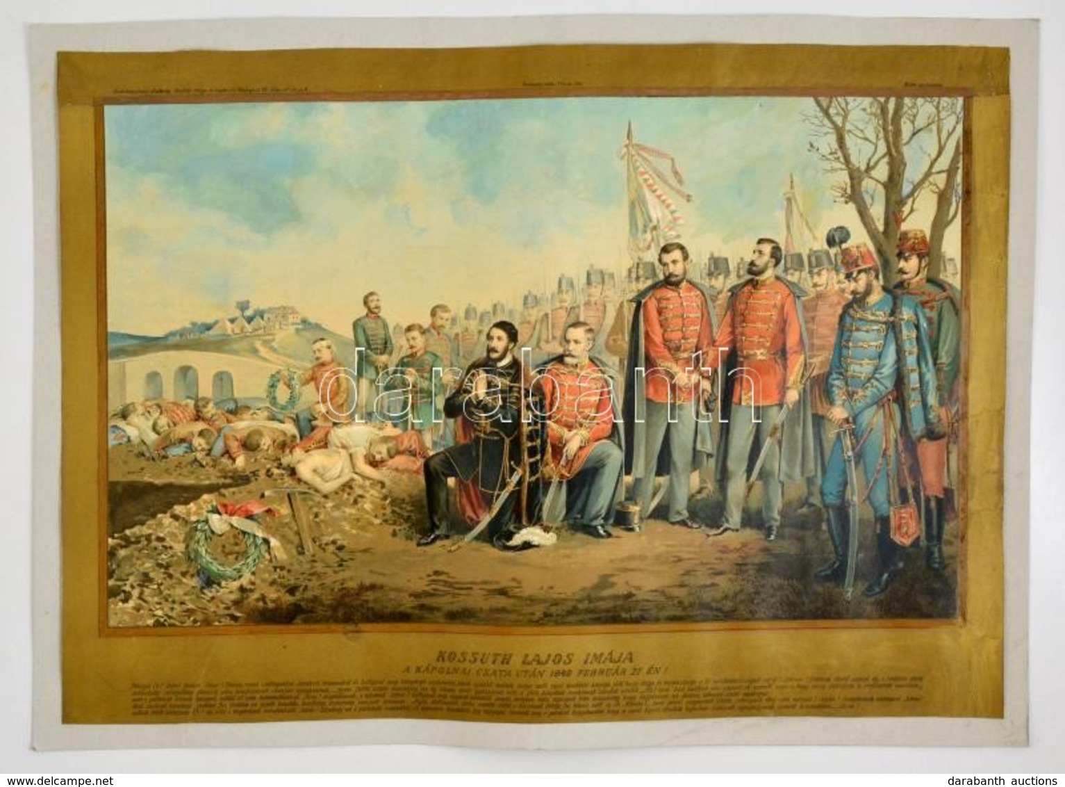 Kossuth Lajos Imája A Kápolnai Elesettek Felett 1849. évi Február 27 Napján. Dekoratív Színes Litográfia, Böhm Pál Festm - Prints & Engravings