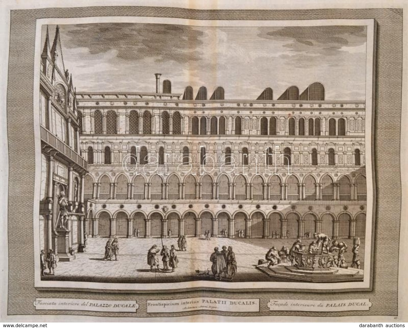 Cca 1715-1750 Domenico Lovisa (1690 K.-1750 K.): Velence: Palazzo Ducale Rézmetszet, Papír, A Szerz? Il Gran Teatro Di V - Estampes & Gravures