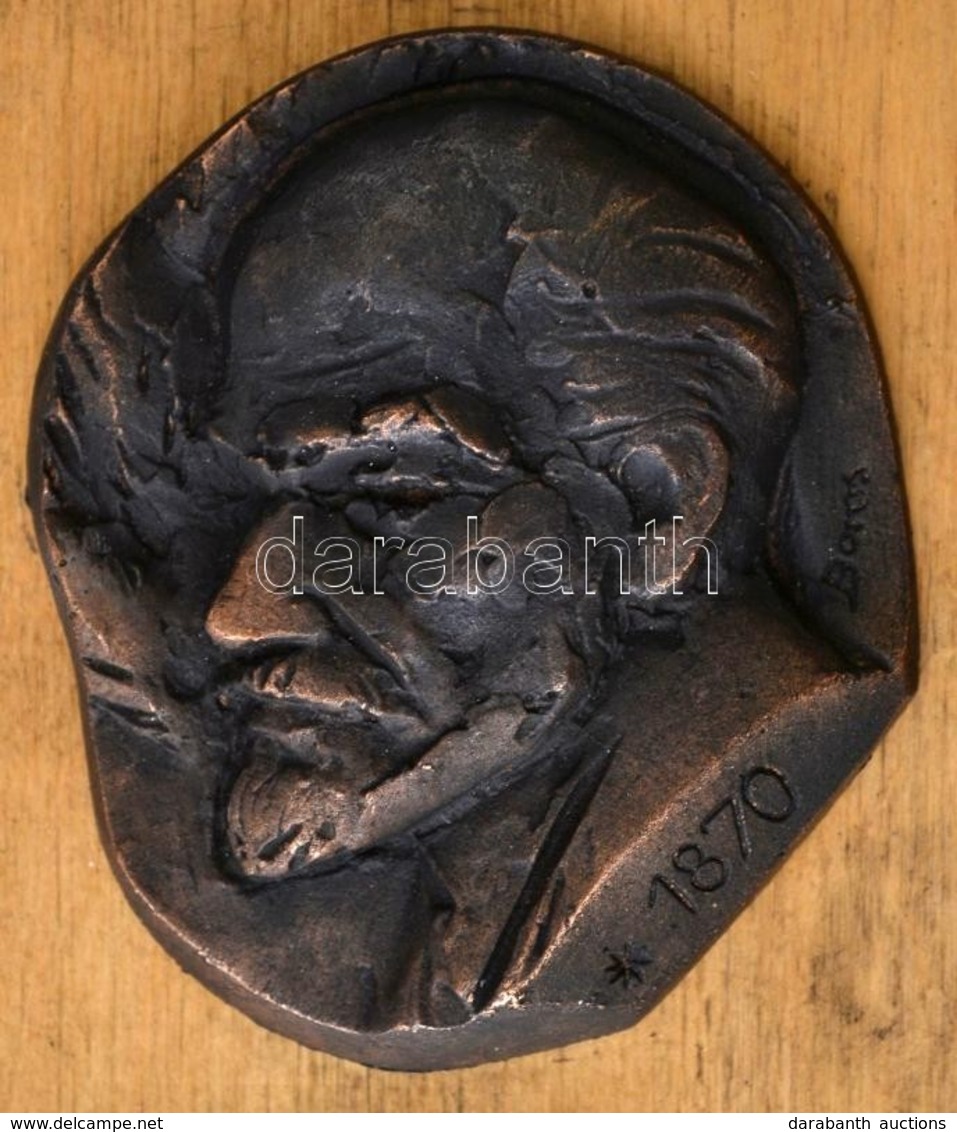 Boros Tibor (1945- ): Lenin, Bronz Plakett, Fa Talapzaton, Jelzett, 10,5×9 Cm - Other & Unclassified