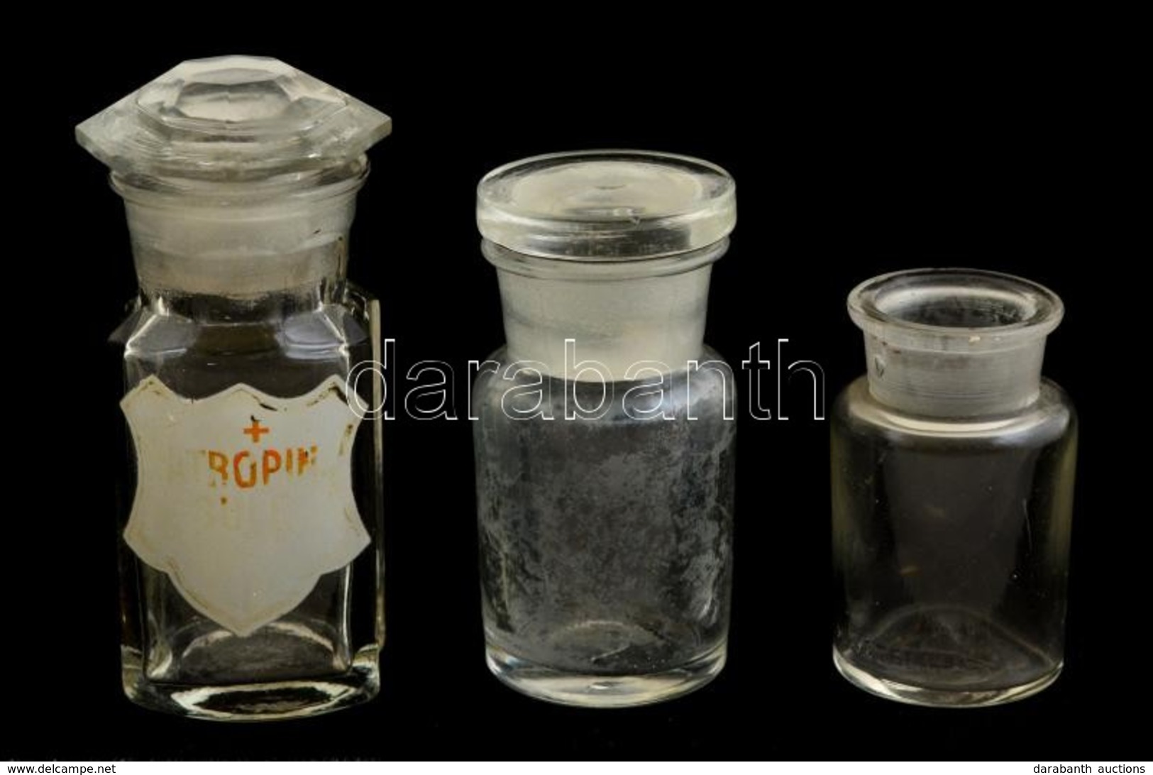 Régi Patikai üveg Fiolák ( 3db), M:5-7 Cm - Glass & Crystal