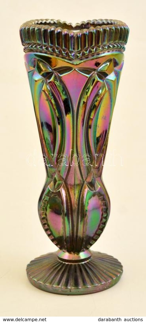 Dekoratív üvegváza, Irizáló Felülettel, Apró Kopásokkal, M: 20,5 Cm - Glass & Crystal