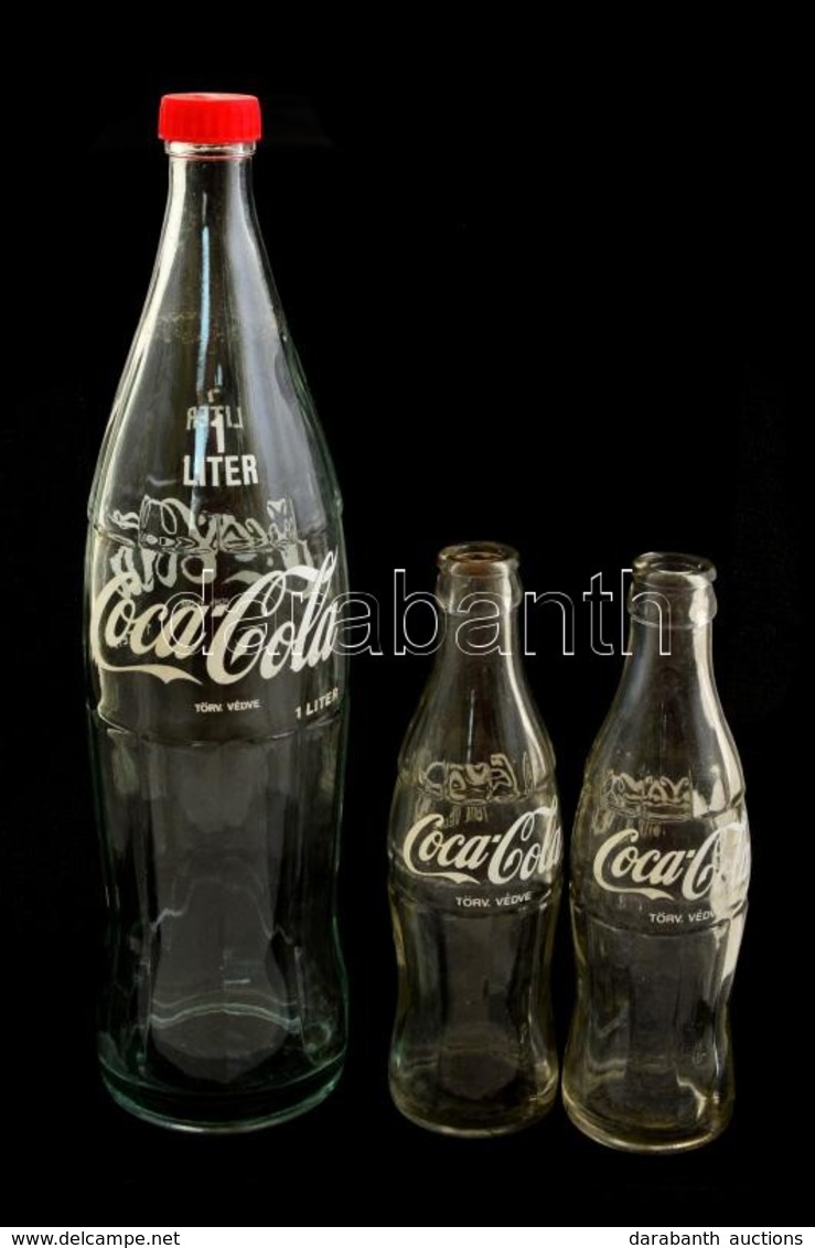 'Coca Cola' üvegek, 3 Db, Hibátlanok, M: 20 és 34 Cm - Verre & Cristal