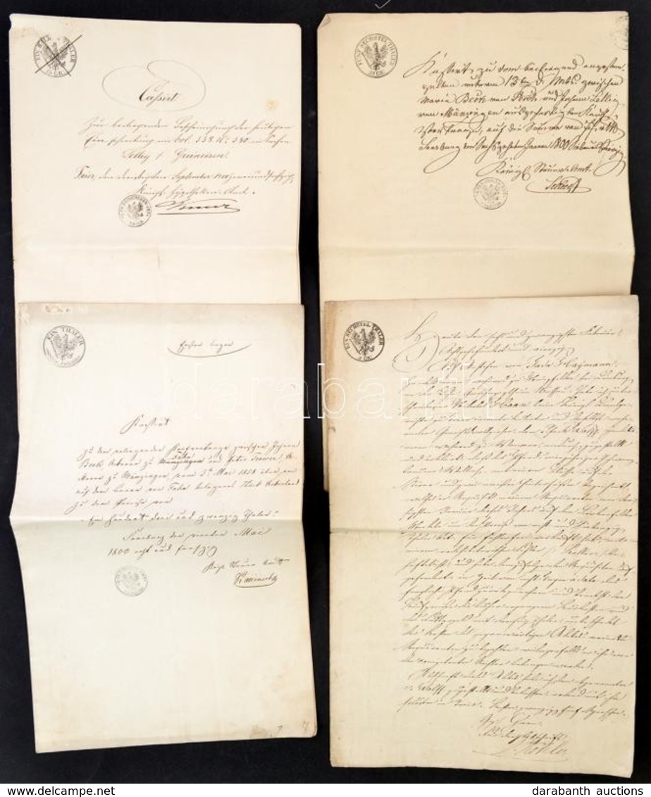 1800 Ausztria, 4 Okmány 1T, 1/2T, 1/6T, 5/6T Szignettákkal / Documents With Signettas - Unclassified