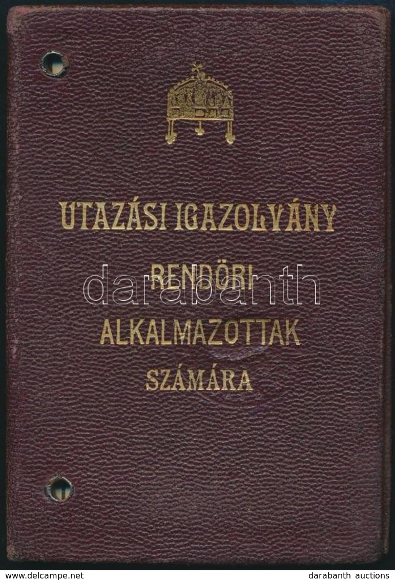 1931 Utazási Igazolvány Rend?ri Alkalmazottak Számára. Aranyozott B?r Tokban - Unclassified