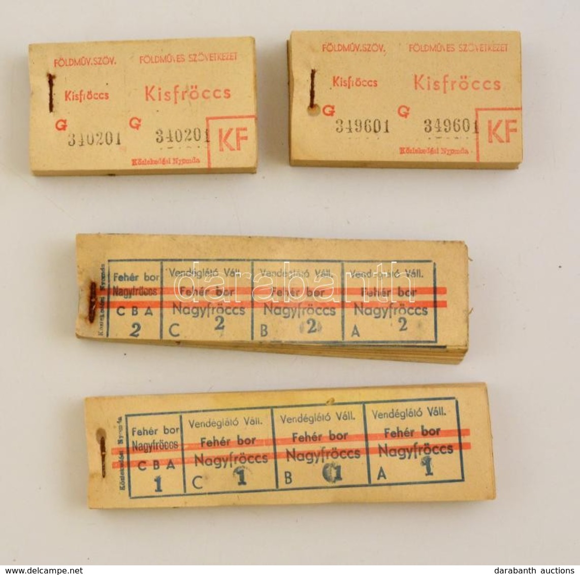 Cca 1960 A Földm?v. Szövetkezet és Vendéglátó Vállalat Kisfröccs, Nagyfröccs Papírtömbjei, 4 Db - Unclassified