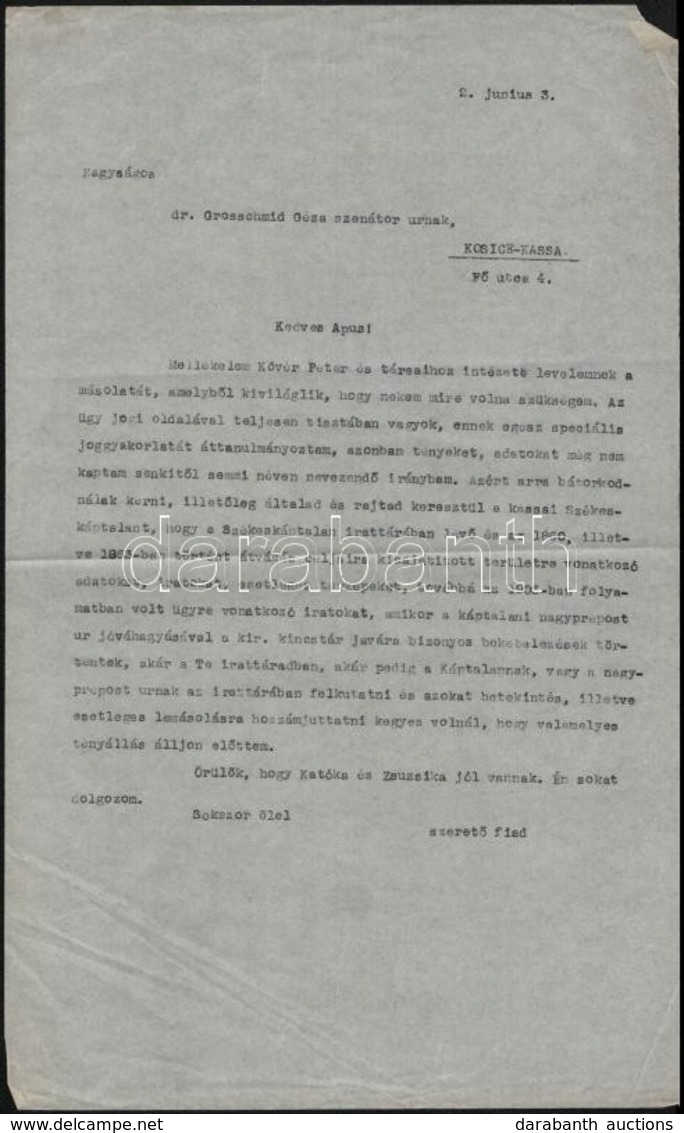 Cca 1920-1932 Kassa, Dr. Grosschmid Géza (1872-1934) Felvidéki Kisebbségi Politikus, Szenátor, Kés?bbi Miskolci Királyi  - Unclassified