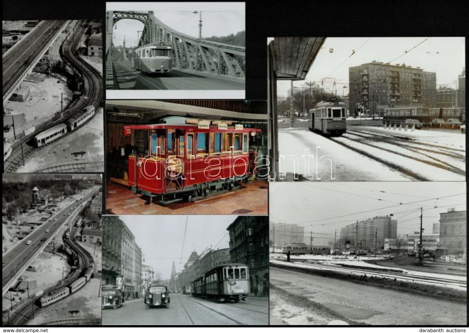 Cca 1980 Budapest, Villamosok Vegyes Tétele, 13 Db Vintage Fotó + 1 Db Képeslap, 13x18 Cm és 9x12 Cm Között - Autres & Non Classés