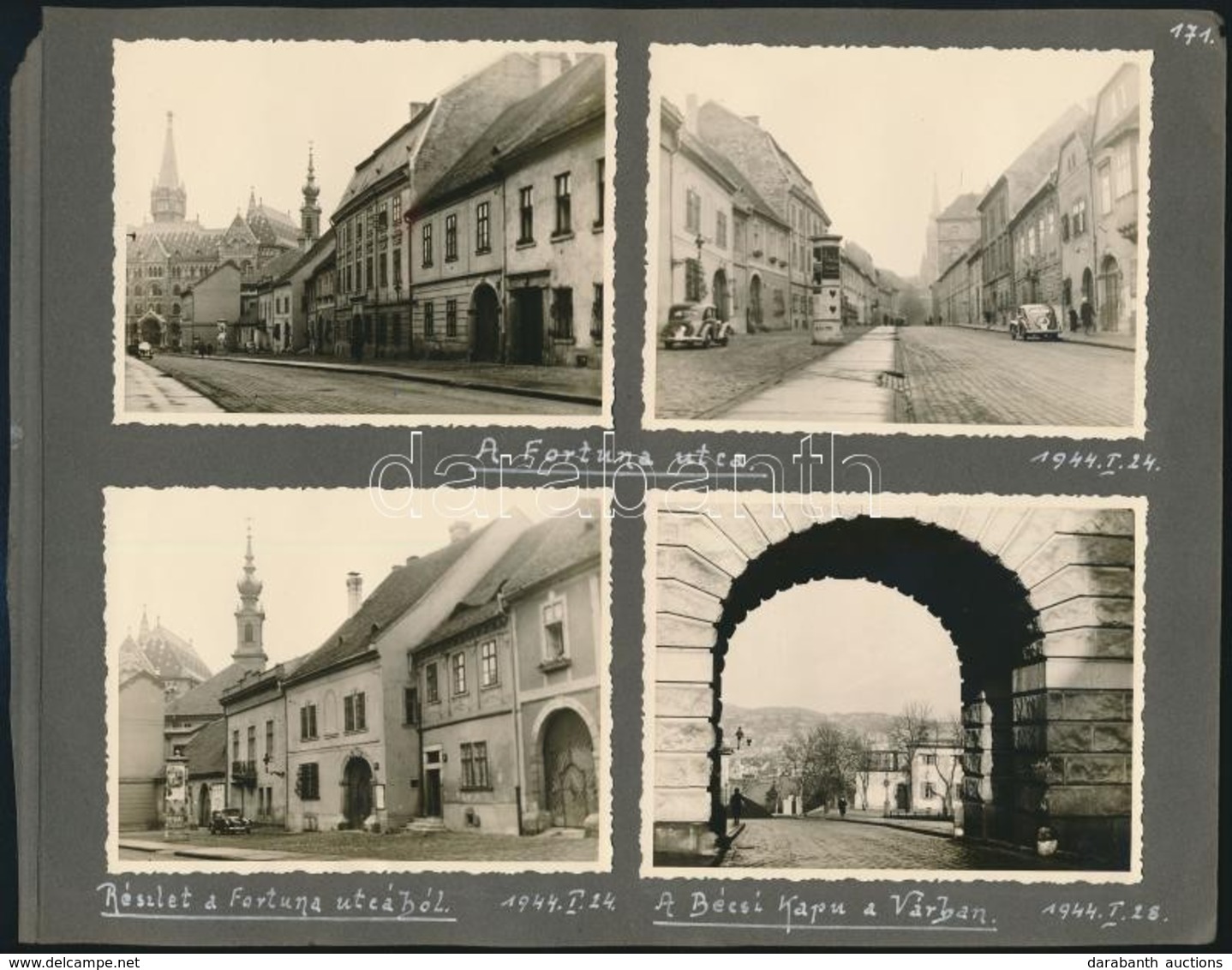 1944 Budapest I. A Fortuna Utca A Várban. 4 Db Fotó 9x12 Cm, A Lap Hátoldalán óbudai és Hidegkúti Képekkel - Autres & Non Classés