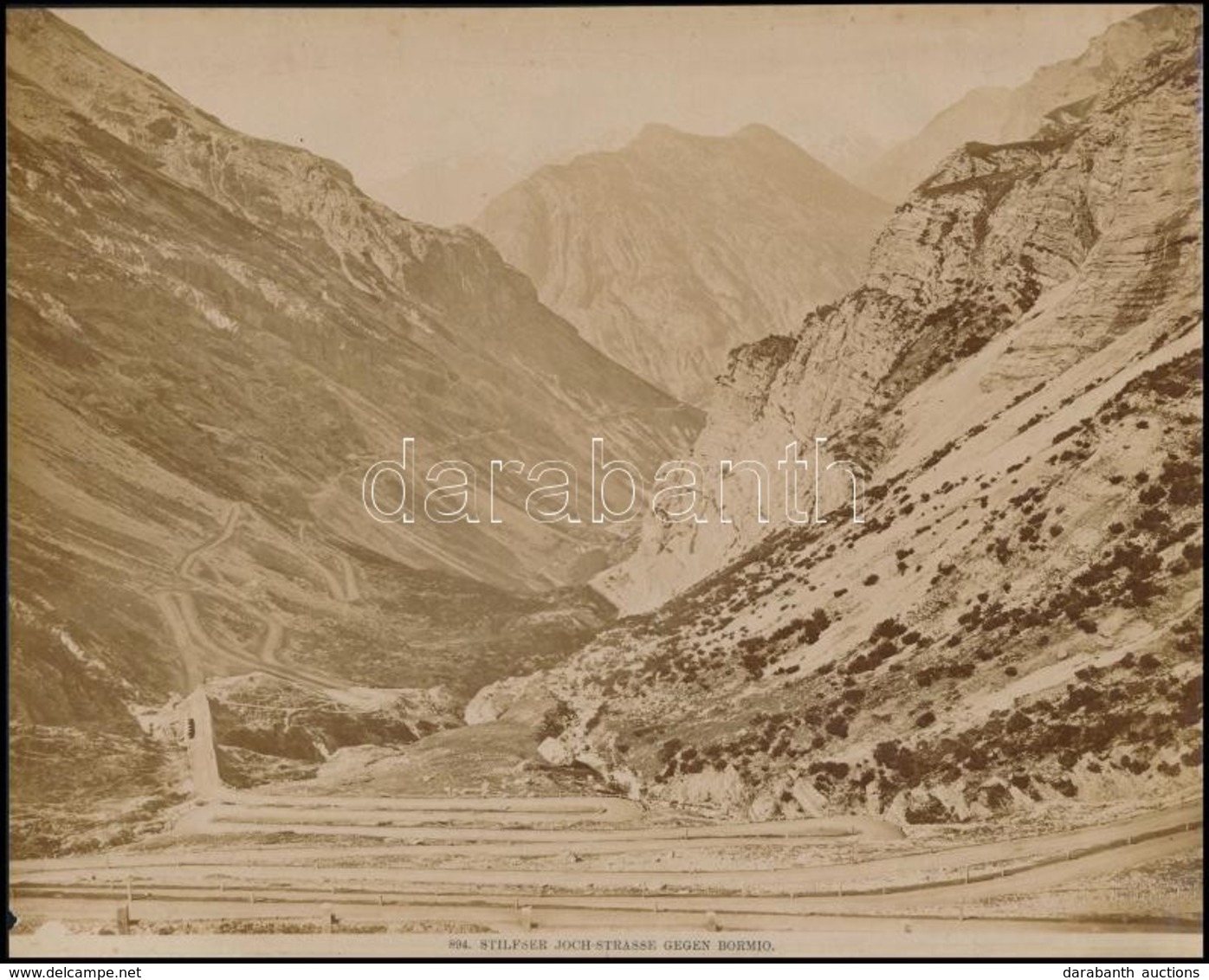 Cca 1890 Stilfser Joch-Strasse, Bromio, Tirol Jelzett Fotó S: Unterberger. / Signed Photo Of Tyrol Landscape 26x21 Cm - Other & Unclassified