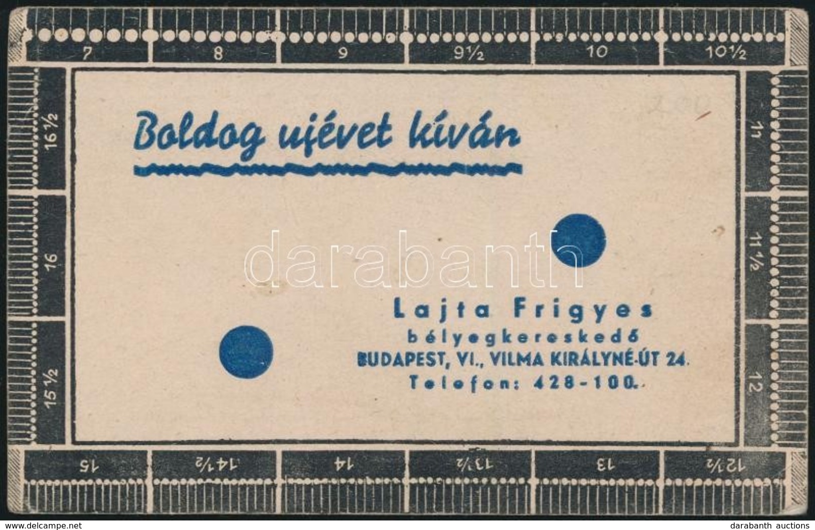 Lajta Frigyes Bélyegkeresked? újévi Köszönt? Reklám Kártyája, 8x13 Cm - Advertising