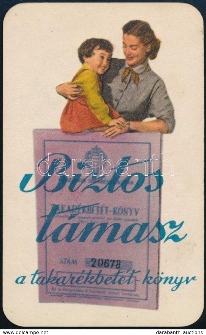 1958 Biztos Támasz A Takarékbetétkönyv Reklámos Kártyanaptár - Advertising