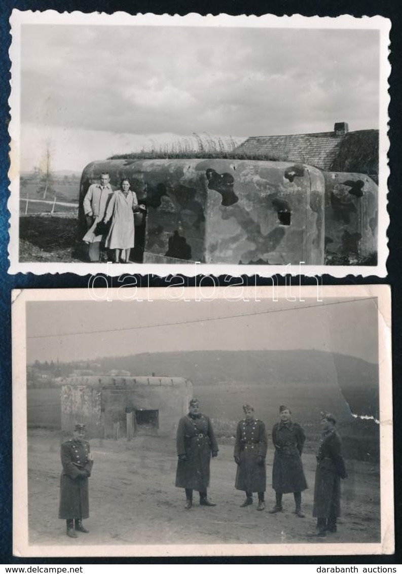 Cca 1944-1950 II. Világháborús Katonai Bunkerek, 2 Db Fotó, Egyik Fotón Szakadással, 6×9 Cm - Other & Unclassified