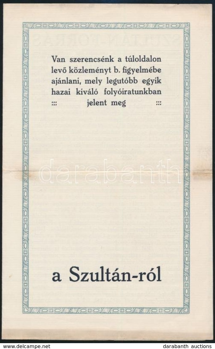 Cca 1910 A Singléri Szultán-forrás Ismertet? Prospektusa - Unclassified